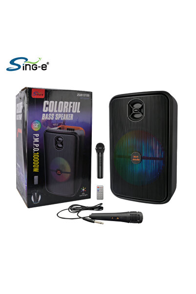 singe ZQS12155 15" Professional DJ Karaoke Wireless Trolley Speaker with Microphone- 1000W