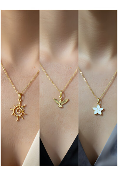 Triple Combination Gold Plated Necklace Set