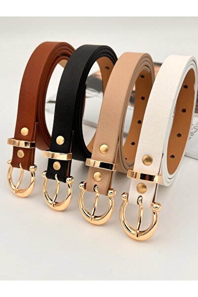 Mynoa Set of 4/Gold Buckle Women's Belt, Jacket Belt, Trouser Belt, Shirt Belt.