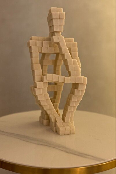 4gdran A luxurious decorative masterpiece with a modern geometric and human-centered design in beige.