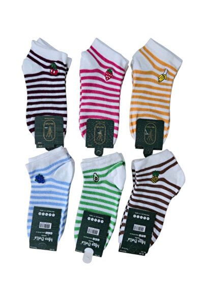 alpotekno Striped Fruit Pattern Women's Soft College Socks - 6 Pairs – Colorful, Soft and Comfortable Design