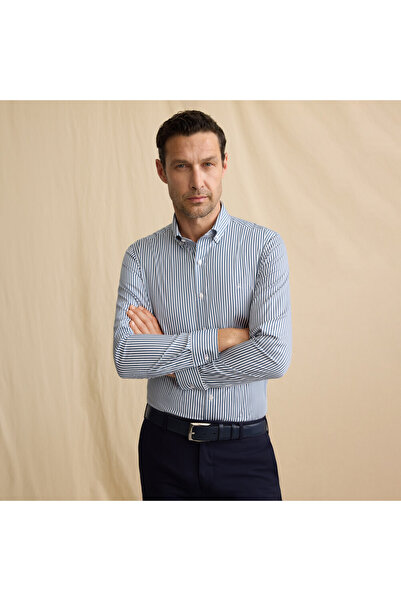 Sarar İNTERVİEW Goias Uzun Kol Çizgili Desenli Lacivert Gömlek