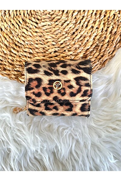 PİNK PEARL Kadın Leopar Desen Bölmeli Cüzdan