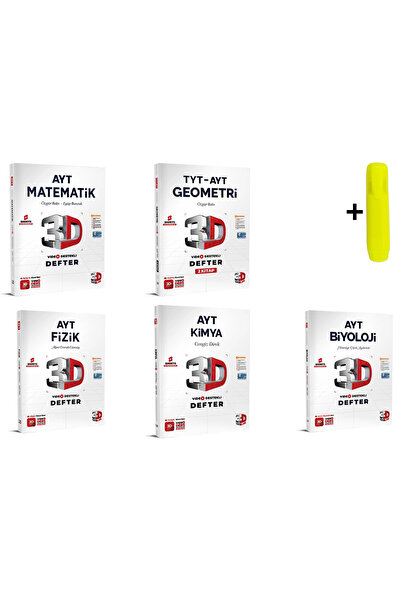 3D Yayınları AYT Sayısal Matematik Geometri Fizik Kimya Biyoloji Defter Seti ...