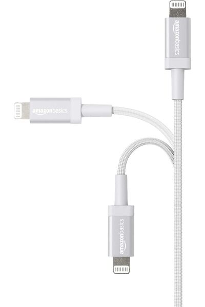 Amazon basics كابل شاحن USB-A إلى Lightning مضفر من النايلون، معتمد من MFi، ب...