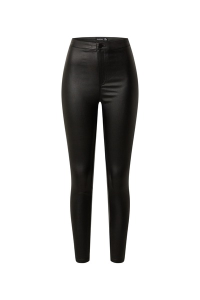 BOOHOO High Waist Matte Leather Look Skinny Trousers - Women