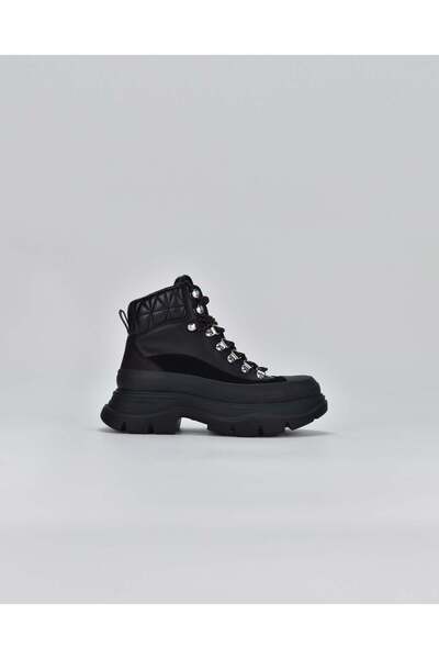 Karl Lagerfeld Ghete LUNA Hiker cu șireturi 400 - Negre, piele și material textil, pentru femei