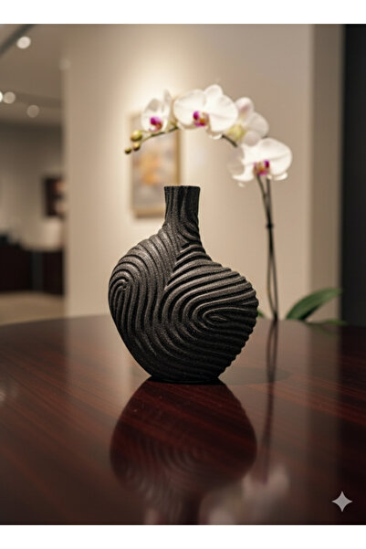 Marktna مزهرية ديكور باللون الأسود بتصميم منحوت عصري – مزهرية فنية لتزيين المساحات الراقية