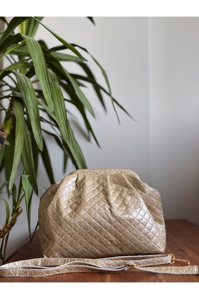 GUELES Trendy Knitted Detailed Soft Leather Hand and Shoulder Bag