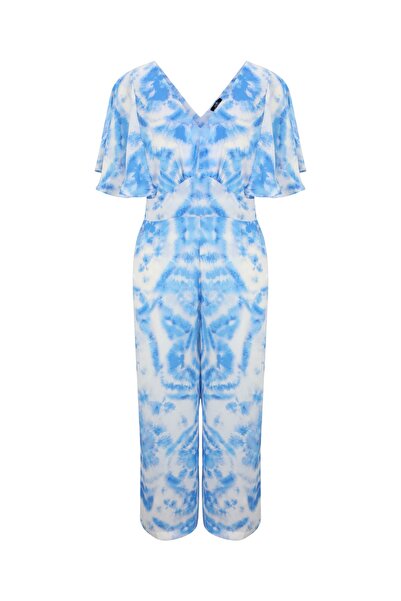 Wallis Blue Tie Dye Angel Sleeve Jumpsuit Women