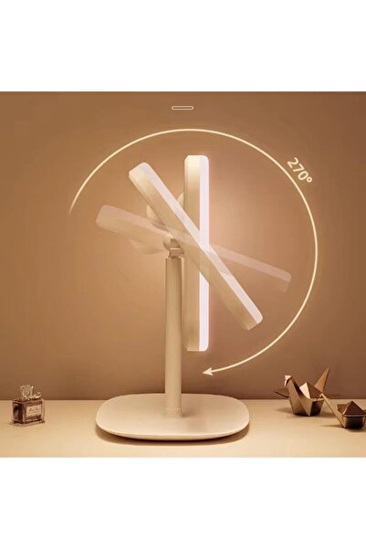 Store Led Işıklı Usb Şarjlı Dikdörtgen Masa Üstü Makyaj Aynası Makyaj Aynası Dokunmatik Beyaz