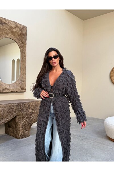 MAXXANA Tasseled Long Knit Cardigan