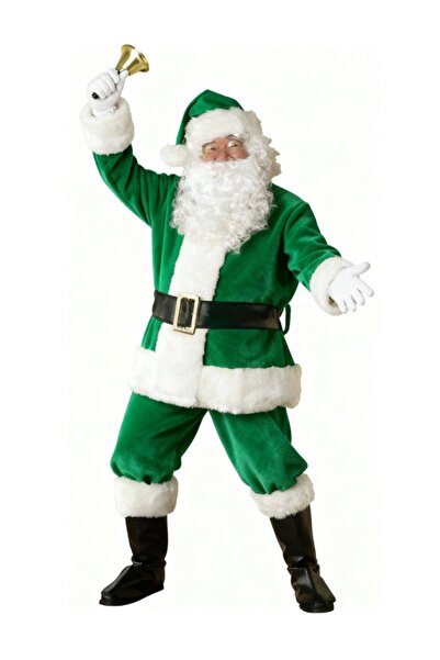 Kostüm Sarayı Yeşil Noel Baba Kostümü Yetişkin