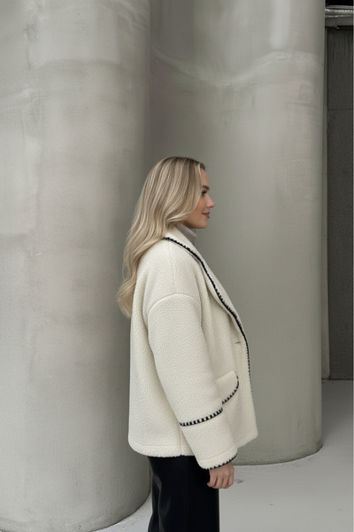 ALFUDO Moda Collection Valley Women's Double-Breasted Collar Teddy Coat