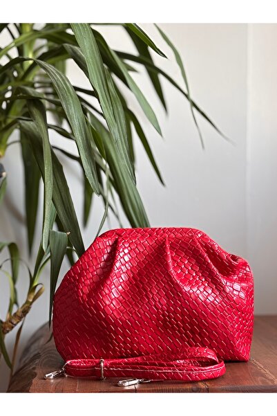 GUELES Trendy Knitted Detailed Soft Leather Hand and Shoulder Bag