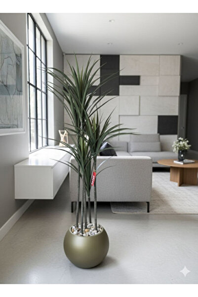 Oss elhetraf نبتة صناعية طويلة بارتفاع 150 سم في أصيص ذهبي أنيق