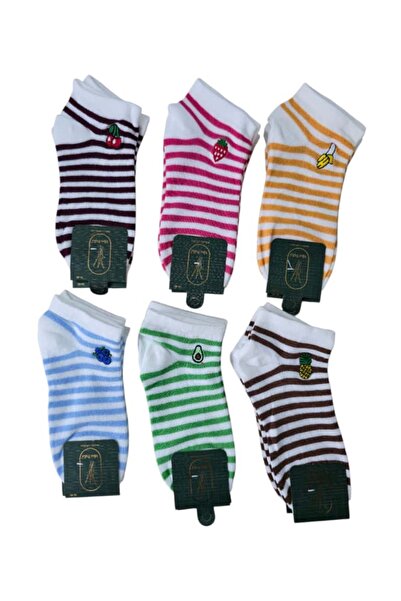 alpotekno Striped Fruit Pattern Women's Soft College Socks - 6 Pairs – Colorful, Soft and Comfortable Design