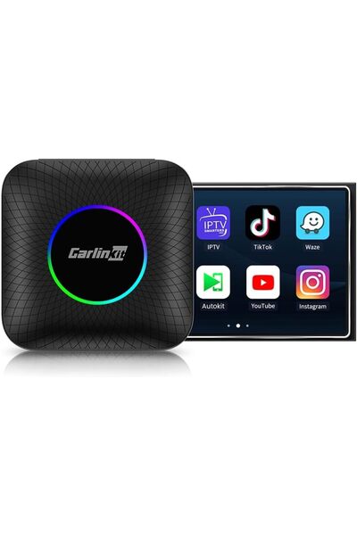 carlinkit Android 13 Ai Box LED, Qualcomm 8 Cores, 8GB+128GB, 3-in-1 Car Adapter