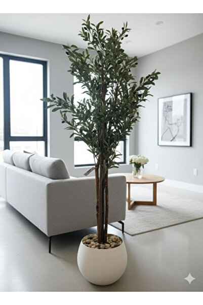 Oss elhetraf نبتة صناعية بارتفاع 180 سم في أصيص أبيض أنيق بتصميم واقعي