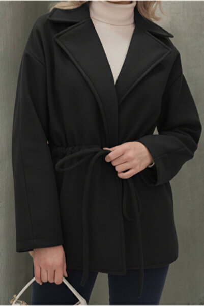 ALFUDO Moda Collection Black Tie-Dye Detailed Comfortable Fit Cashmere Cardigan/Jacket