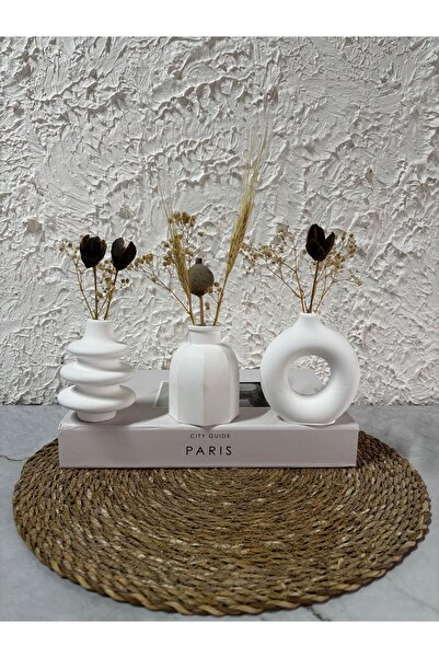 Zigzag Home Decorative Bohemian Style Mini Size 3 Piece Vase Set Minimall Flower Vase Figurine Vase Small Size