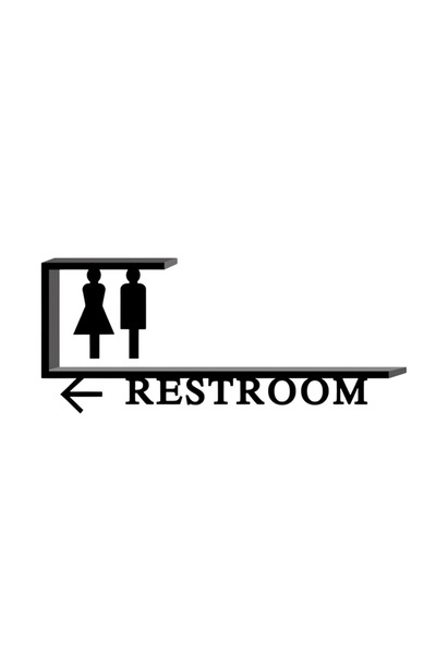SP Acrylic Restroom Directional Sign, Men & Women Toilet Sign with Arrow, 3D Wall-Mounted, 36x17 cm