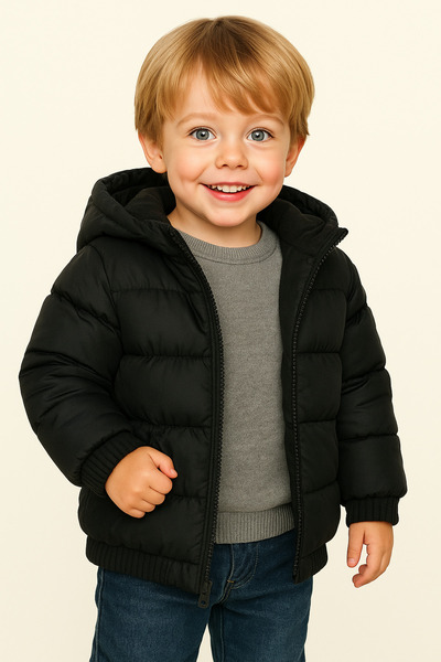 blayn jeans Palton cu glugă pentru băieți, cu fleece interior, rezistent la apă și vânt