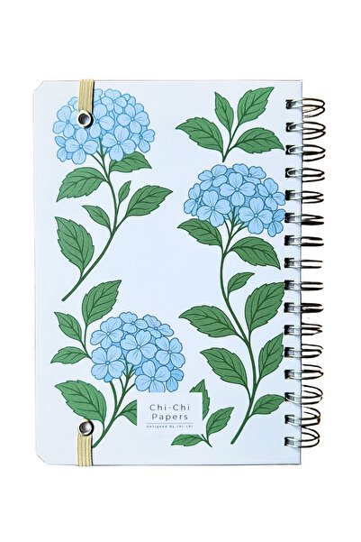 Chi-Chi Papers 2026 Weekly Planner - Handmade, 2 Pages with Stickers, Blue Hydrangea