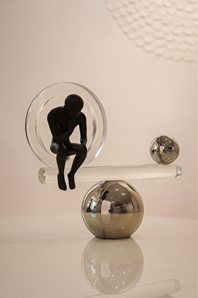 Oss elhetraf تمثال ديكوري فني متوازن بتصميم عصري من المعدن والزجاج