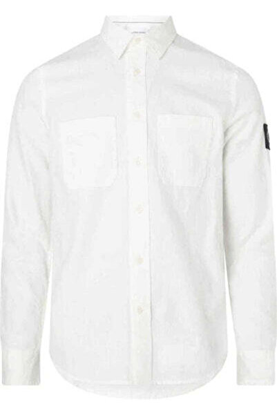 Calvin Klein LINEN LS SHIRT Bright White Men