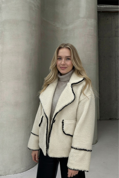 ALFUDO Moda Collection Valley Women's Double-Breasted Collar Teddy Coat