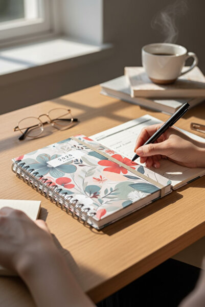 Chi-Chi Papers 2026 Weekly Planner - Handmade, 2 Pages with Stickers, Poppy