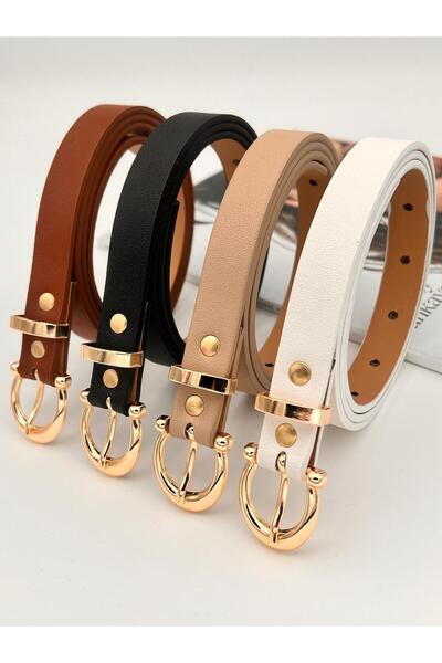 Mynoa Set of 4/Gold Buckle Women's Belt, Jacket Belt, Trouser Belt, Shirt Belt.