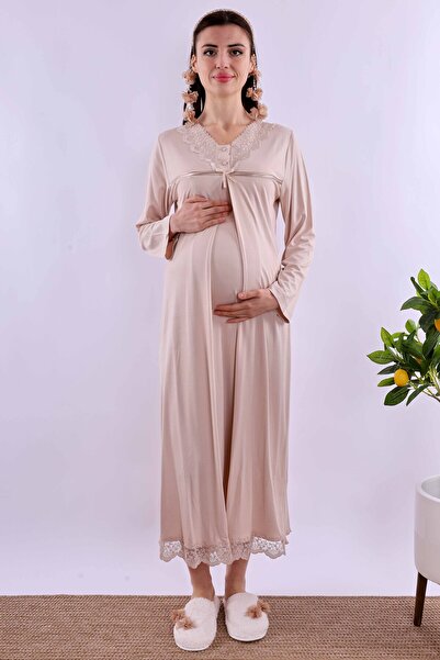 ByLohusa Effortt Beige Maternity Maternity Nightgown