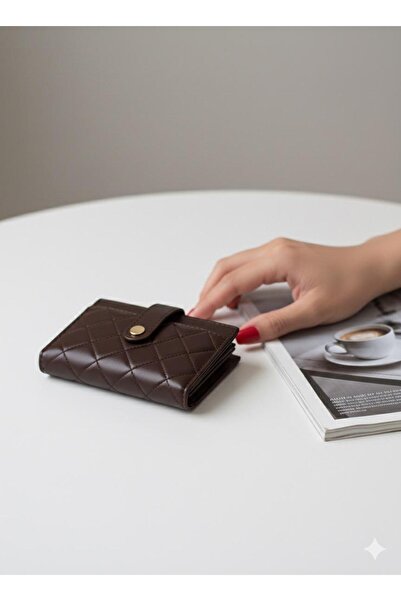 mlio Brown Medium Size Quilted Detailed Faux Leather Wallet