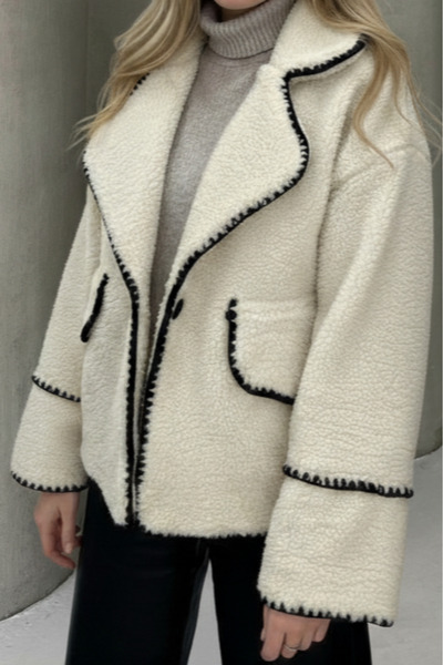 ALFUDO Moda Collection Valley Women's Double-Breasted Collar Teddy Coat