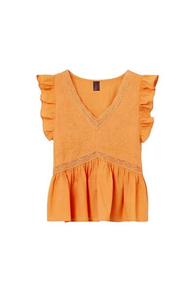 Stefanel Short Sleeve Shirt / Blouse Orange - Women