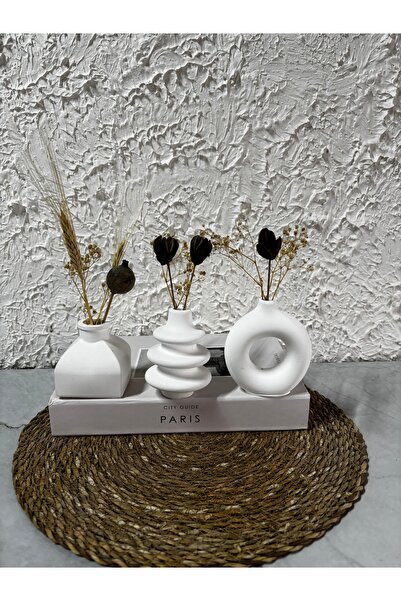 Zigzag Home Decorative Bohemian Style Mini Size 3 Piece Vase Set Minimall Flower Vase Figurine Vase Small Size