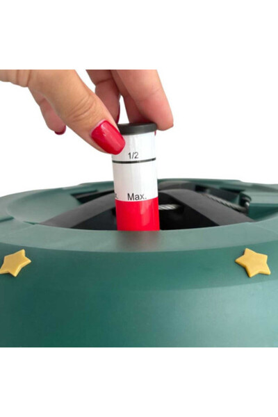 Mercaton Christmas Tree Stand with 2L Reservoir (up to 200 cm) ABS Green and 90 cm Red/White Tree Skirt