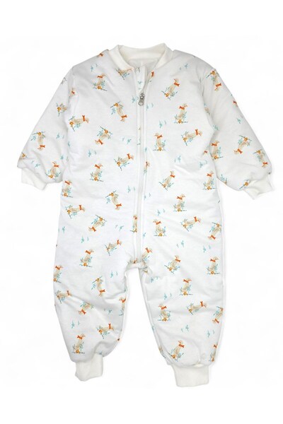 VOY KİDS Kız Çocuk 1-2-3-4-5-6 Yaş Kuğu Desenli Fermuarlı Çocuk Uyku Tulumu, 2,5 TOG Elyaf Dolgulu