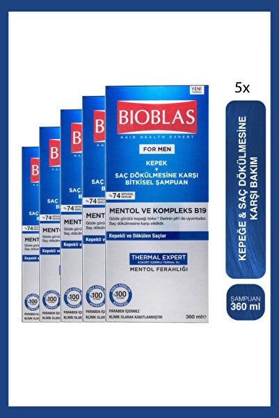 Bioblas Șampon anti-mătreață Thermal Expert pentru bărbați 360 ml 5 bucăți