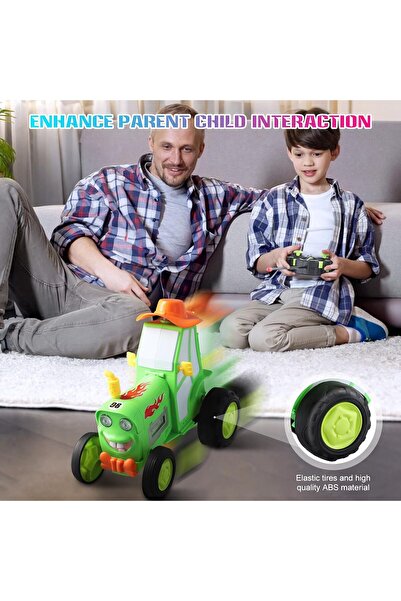 Generic RC Car Remote Control for Children - 90° Rotation Stunt Car with Sounds and Lights (Blue)