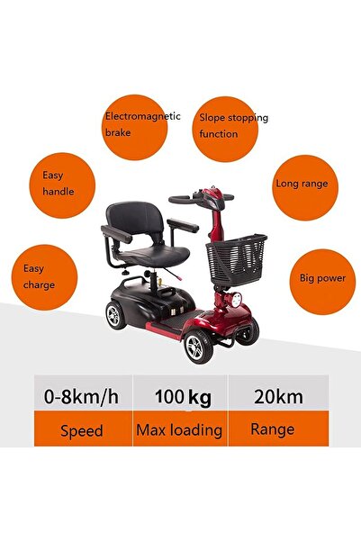 unkown 4-Wheel Foldable Electric Scooter for Adults, 20 km Range, 100 kg Capacity, Headlights & Horn