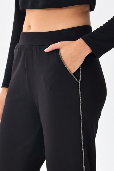 İKİLER Stone Striped Detail Pocket Knitted Trousers