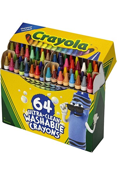Crayola Ultra Clean Washable Crayons with Built-in Sharpener, 64 Pieces, Kids Activities at Home