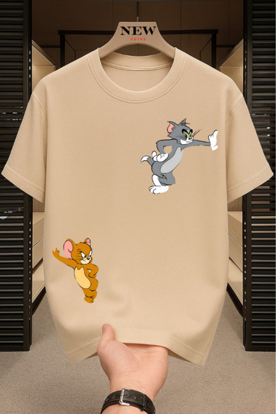 New Shine تيشيرت توم وجيري مطبوع قصة فضفاضة