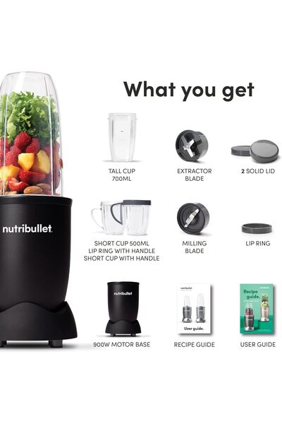 Nutribullet 900 Watts, 9 Piece Set, Multi-Function High Speed Blender, NB-201