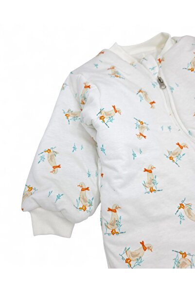 VOY KİDS Kız Çocuk 1-2-3-4-5-6 Yaş Kuğu Desenli Fermuarlı Çocuk Uyku Tulumu, 2,5 TOG Elyaf Dolgulu