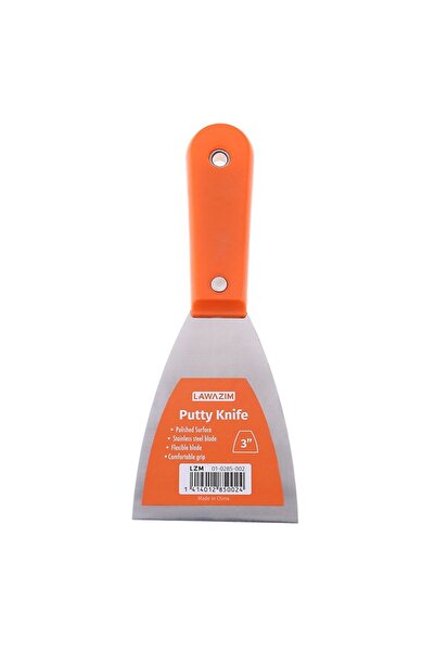 Lawazim Putty Knife 3 Inch - Stainless Steel Scraper with Plastic Handle for Wall and Tile