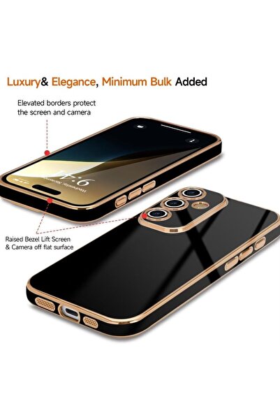 m.tk moveteck Samsung Galaxy S25 Fe Case Camera Protection Shiny Gold Embroidered Edge Soft Silicone Cover